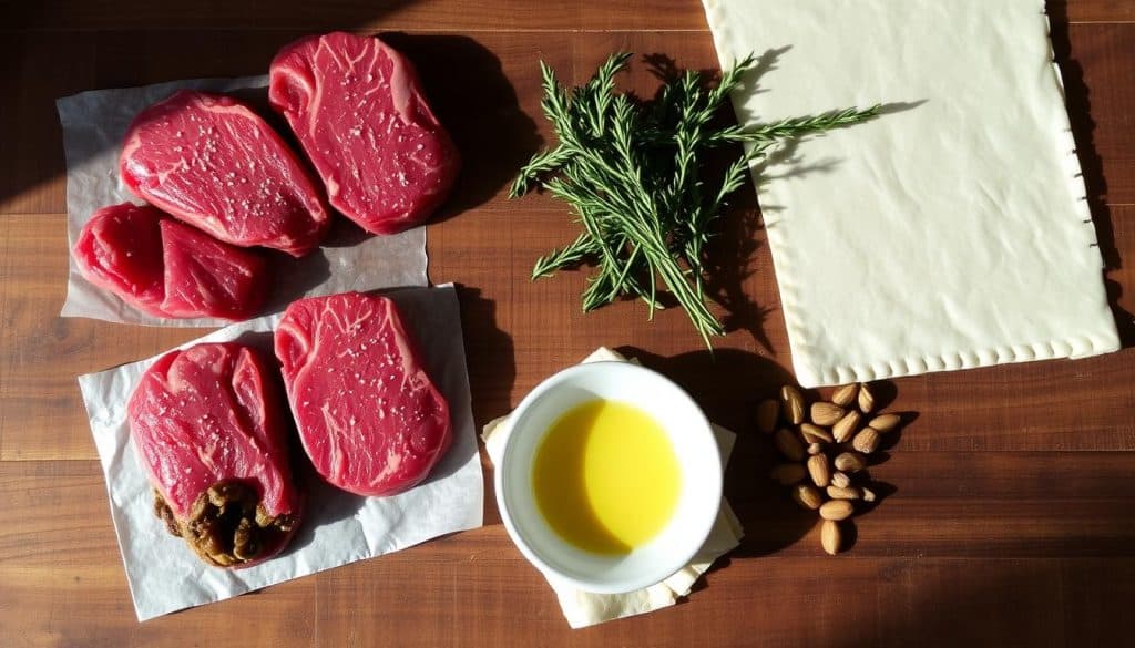 ingredients for petite beef wellington