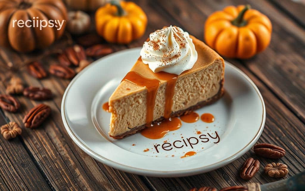 serving pumpkin cheesecake with toppings